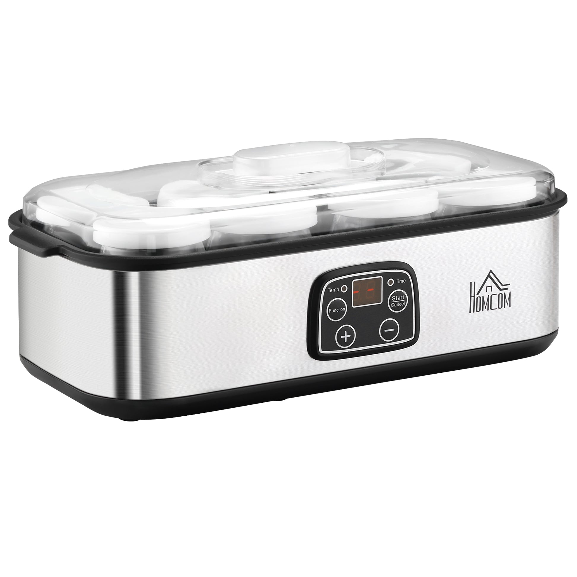 Homcom Yogurtera Capacidad 1,44l Con 8 Tarros 180ml Temporizador Y Termostato_0