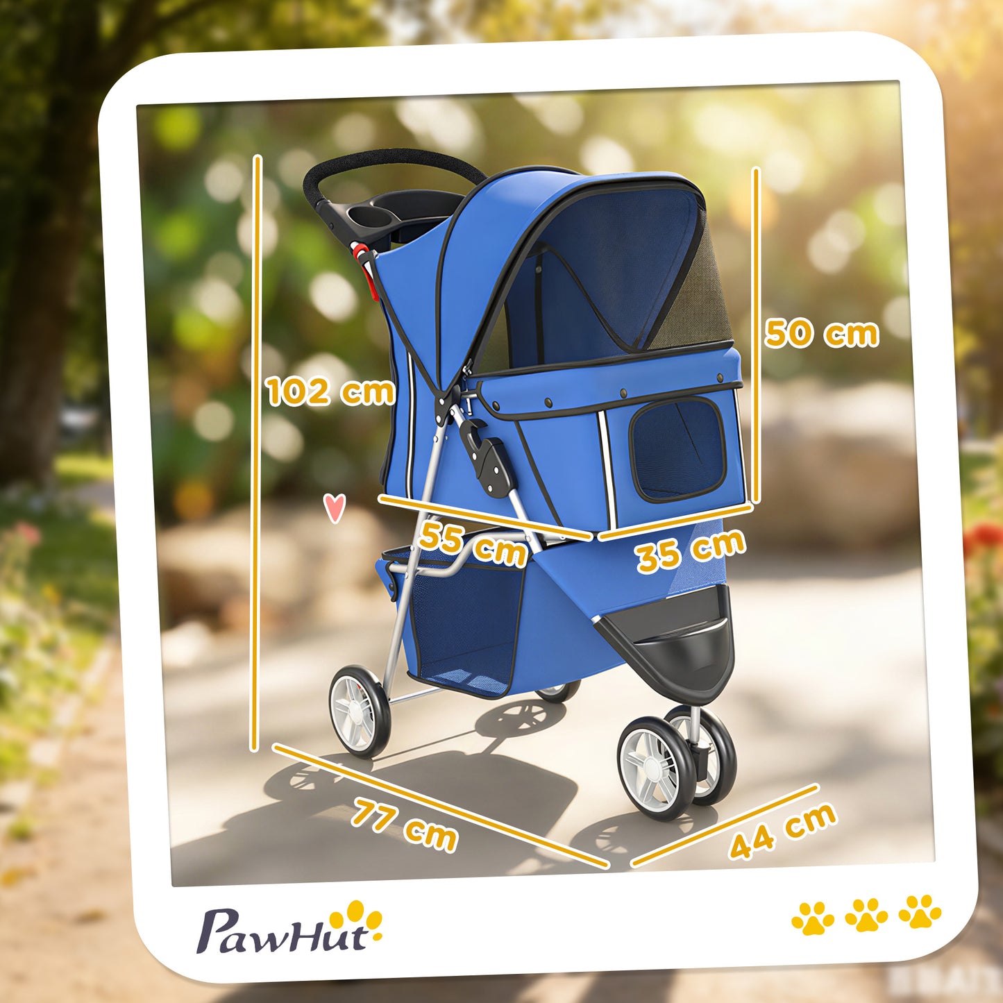 Pawhut Cochecito Para Perros Plegable Con Cesta De Almacenaje 77x44x102 Cm Azul_2