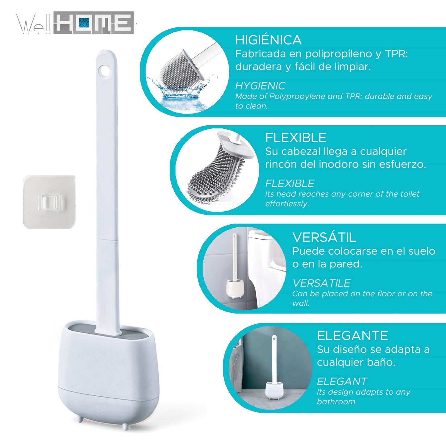 3x Escobilla Para Inodoro En Tpr Y Caucho Termoplástico Color Blanco