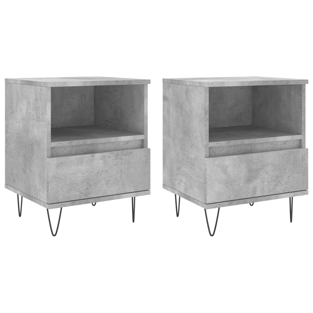 Mesitas Noche 2 Uds Madera Ingeniería Gris Hormigón 40x35x50 Cm_0