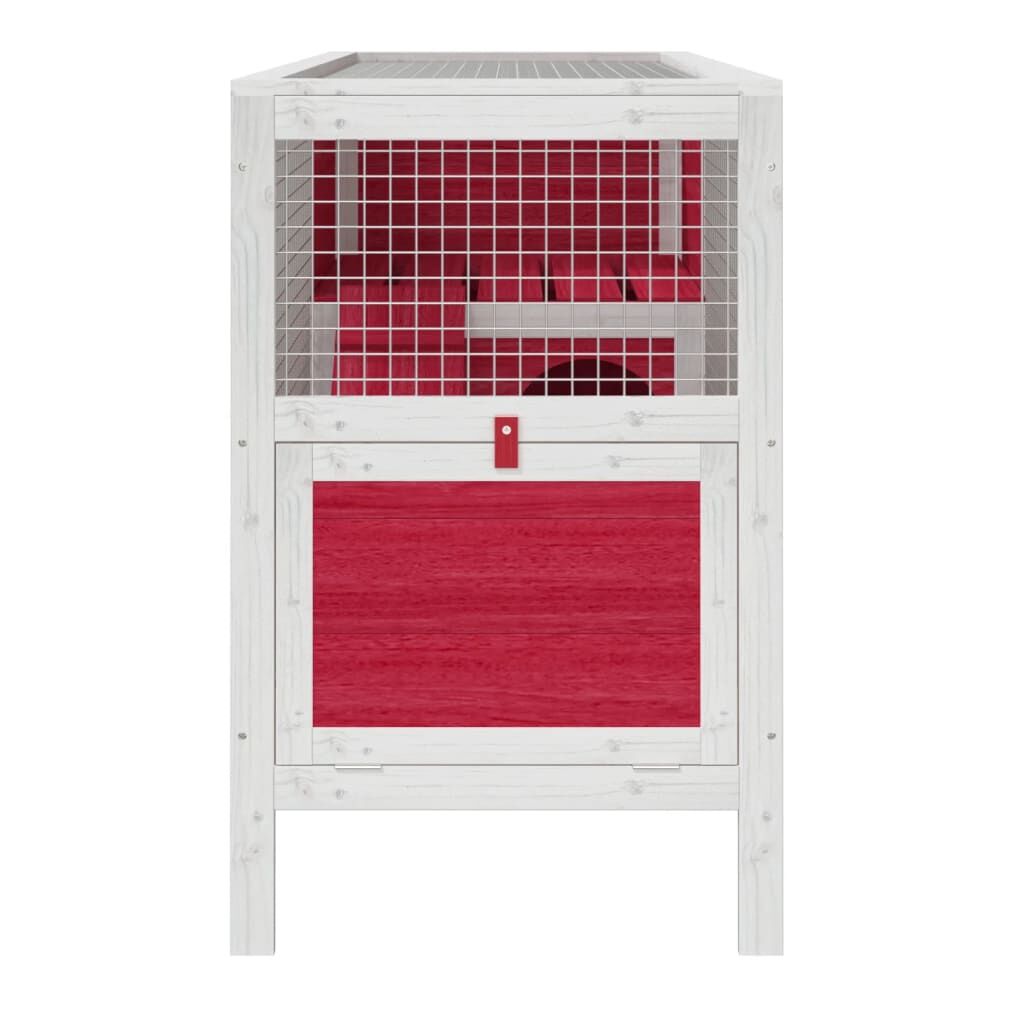 Vidaxl Conejera De Madera Maciza De Pino Roja 103x44x69,5 Cm_4