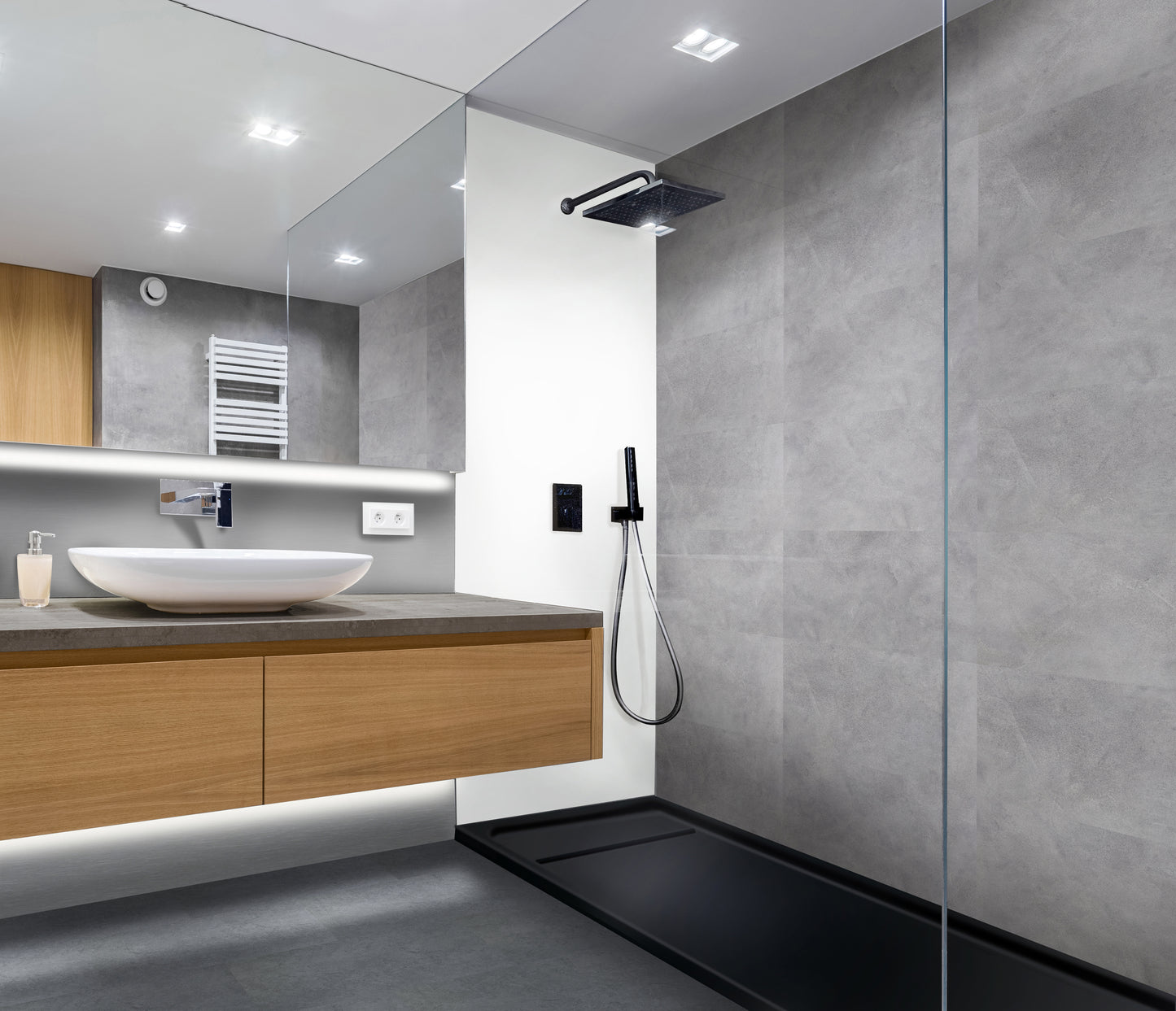 Aqua Click Tiles - Paneles De Pared A Prueba De Agua Y Panel De Sueloe  - Nottingham  - Gris - 12 Paneles (2,23m²)