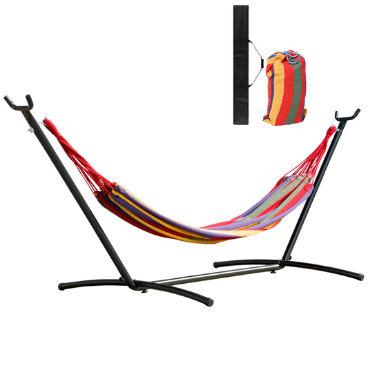 Outsunny Hamaca Con Soporte De Acero Con Altura Ajustable 200x150 Cm Multicolor_0