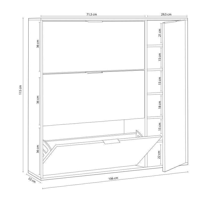 Zapatero Eris 4 Puertas Melamina, Blanco Artik, 106 X 115 X 22_4