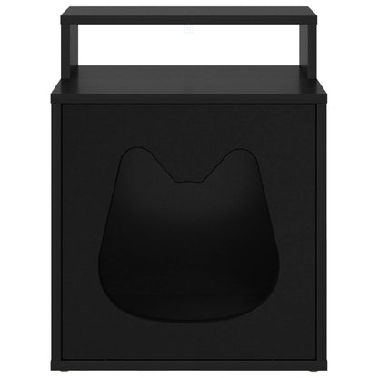 Casa Para Gatos Negro 42,5 X 40 X 53,5 Cm Madera De Ingeniería_4