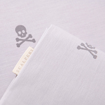 Set Cama (funda Nórdica 260x240cm + 2 Fundas Almohada  50x105cm) 100% Algodón Gris Oscuro & Gris Claro Calaveras Scalpers Home