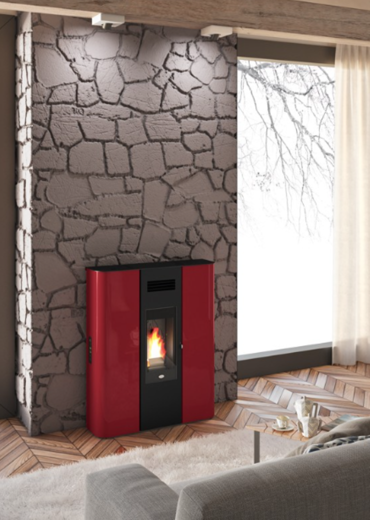 Estufa De Pellets Eva Calòr Slim Rebecca 9016004100 Acabado Rojo_0