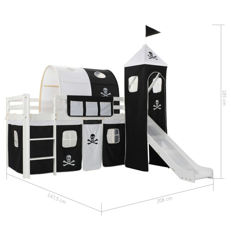 Vidaxl Cama Alta Para Niños Tobogán Y Escalera Madera Pino 97x208 Cm_5
