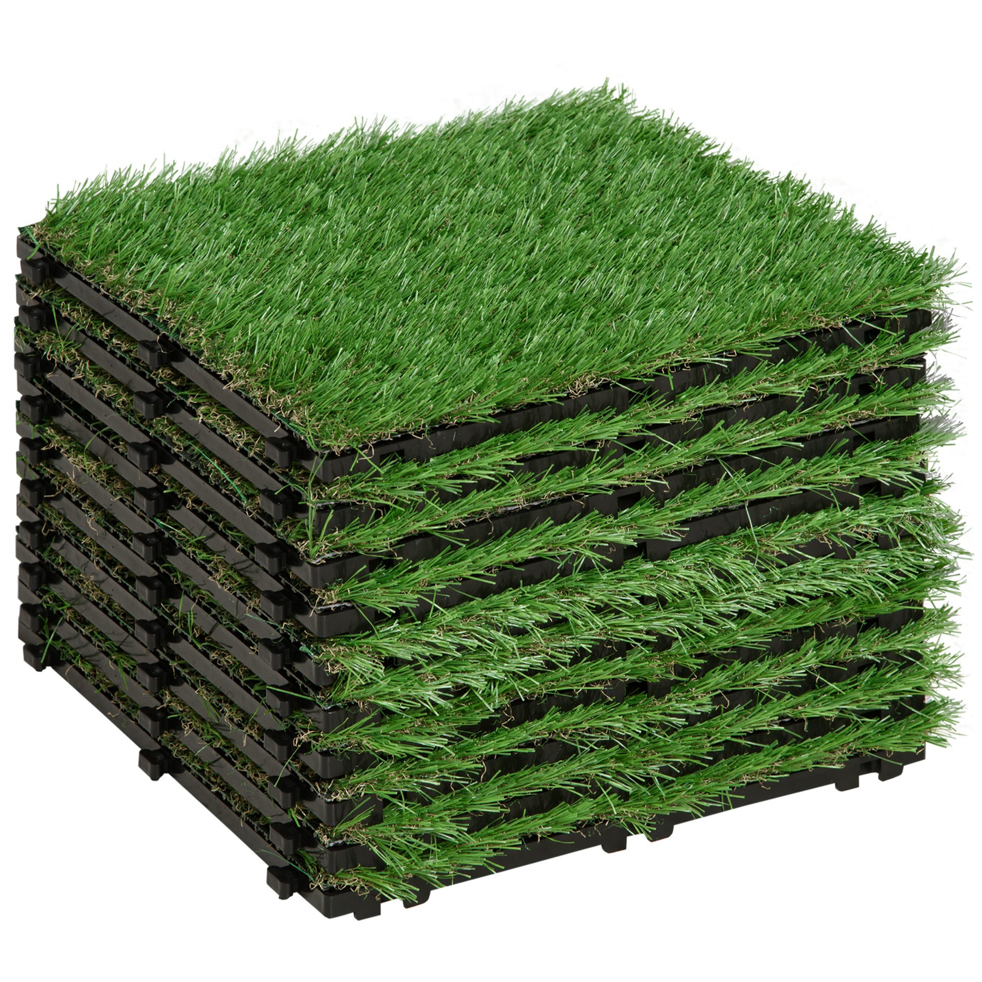 Outsunny Césped Artificial 30x30cm 10 Piezas Alfombra Estera De Hierba Sintética_0