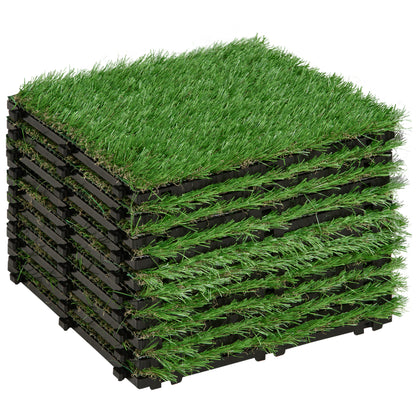 Outsunny Césped Artificial 30x30cm 10 Piezas Alfombra Estera De Hierba Sintética_0
