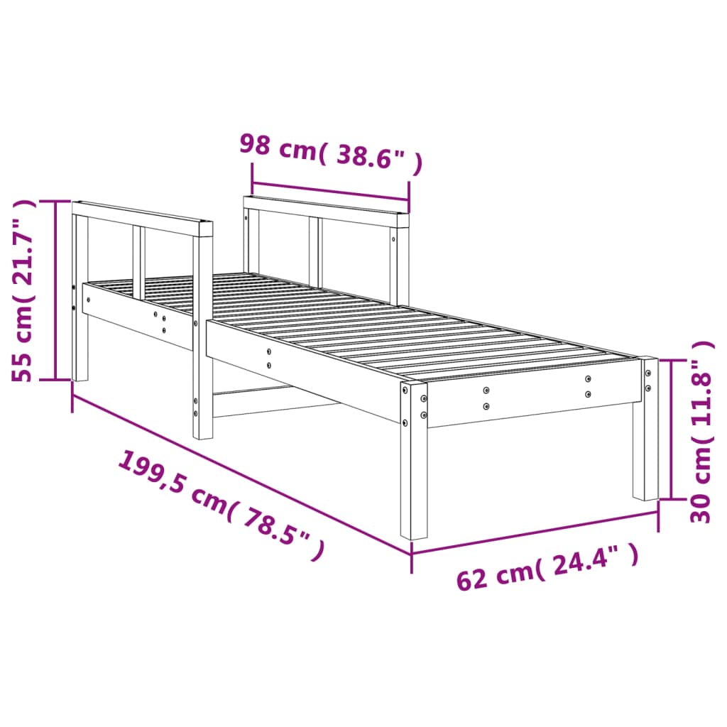 Tumbona De Madera Maciza De Pino 199,5x62x55 Cm / Vetonek_5