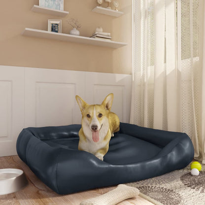 Vidaxl Cama Para Perros De Cuero Sintético Azul Oscuro 80x68x23 Cm_5