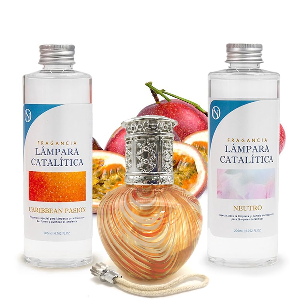 Pack Ahorro Lámpara Catalítica Orange Waves + Fragancia Caribbean Passion 500ml + Limpiador 200ml + Mecha Repuesto_0
