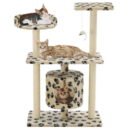 Vidaxl Rascador Para Gatos Con Poste De Sisal 95 Cm Huellas Beige_1