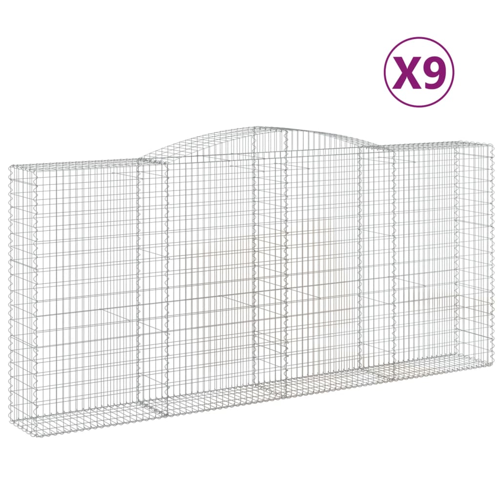 Cestas De Gaviones 9 Uds Forma De Arco Hierro 400x50x180/200 Cm_0
