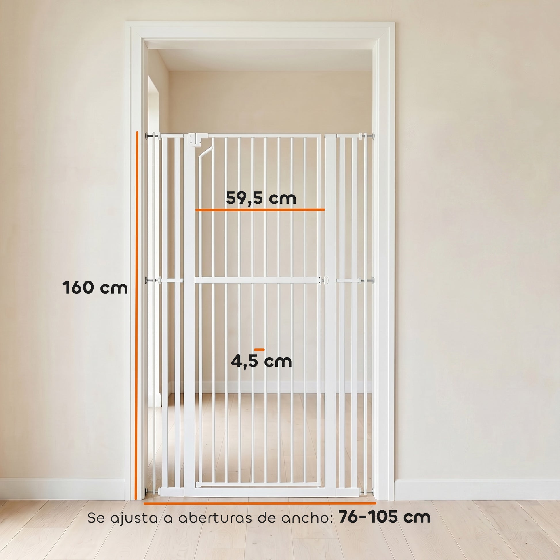 Pawhut Barrera De Seguridad Niños Perros Y Gatos Alta 160cm Extensible 76-105cm_2
