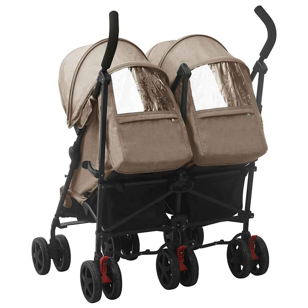 Vidaxl Carrito Para Gemelos De Acero Gris Taupe_3