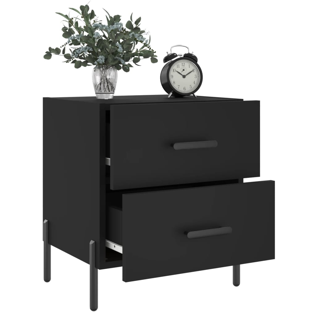 Mesitas De Noche 2 Uds Madera Ingeniería Negro 40x35x47,5 Cm_2