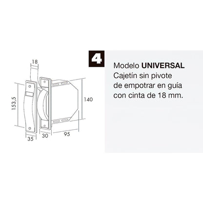 Recogedor Persiana Mini Blanco Cinta 18 Mm. Empotrar Sin Pivotes_2