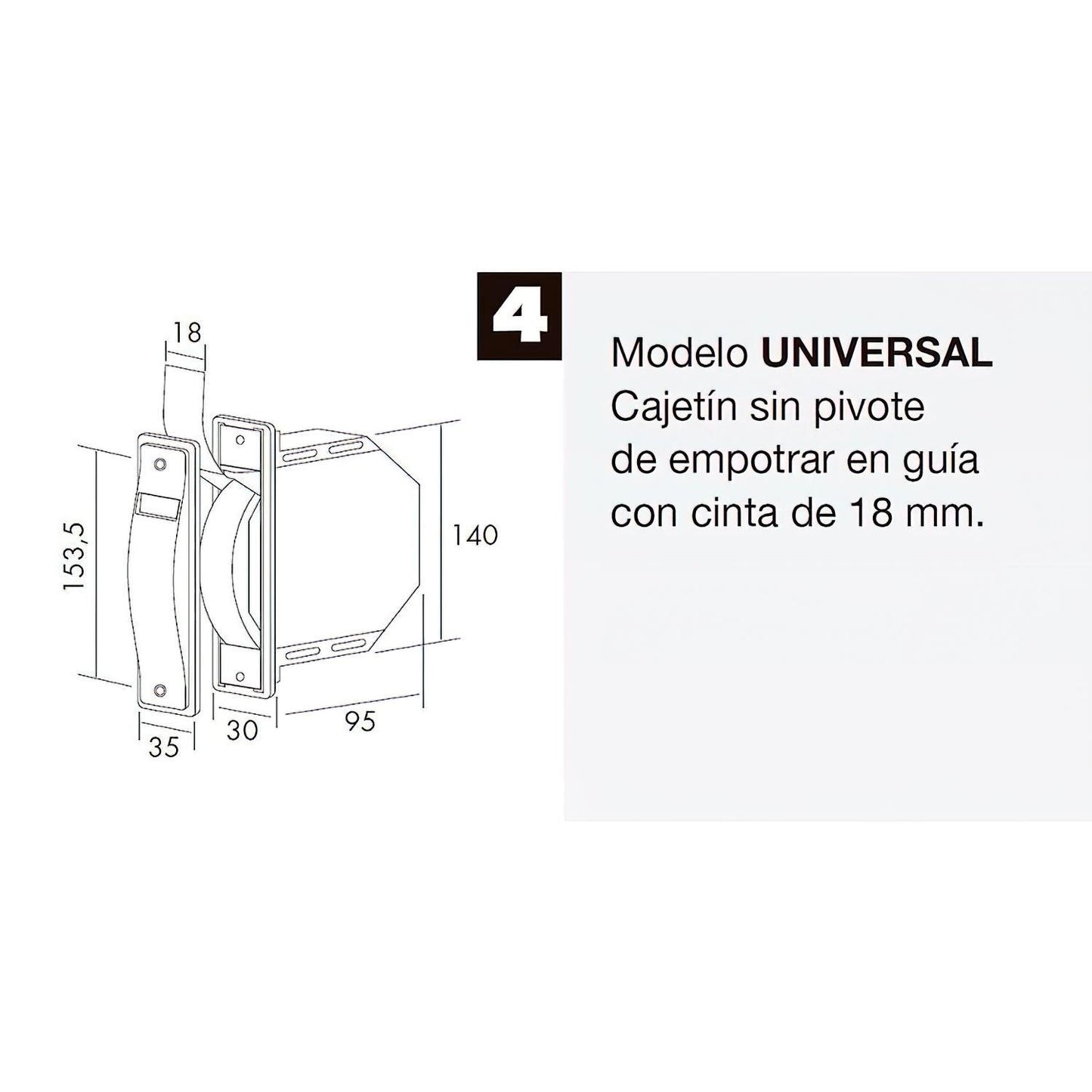 Recogedor Persiana Mini Blanco Cinta 18 Mm. Empotrar Sin Pivotes