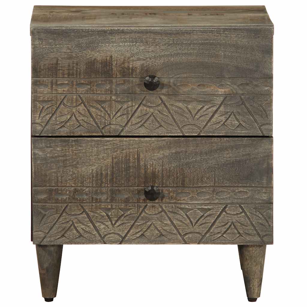 Mesita De Noche De Madera Maciza De Mango Gris Claro 40x33x46cm_1