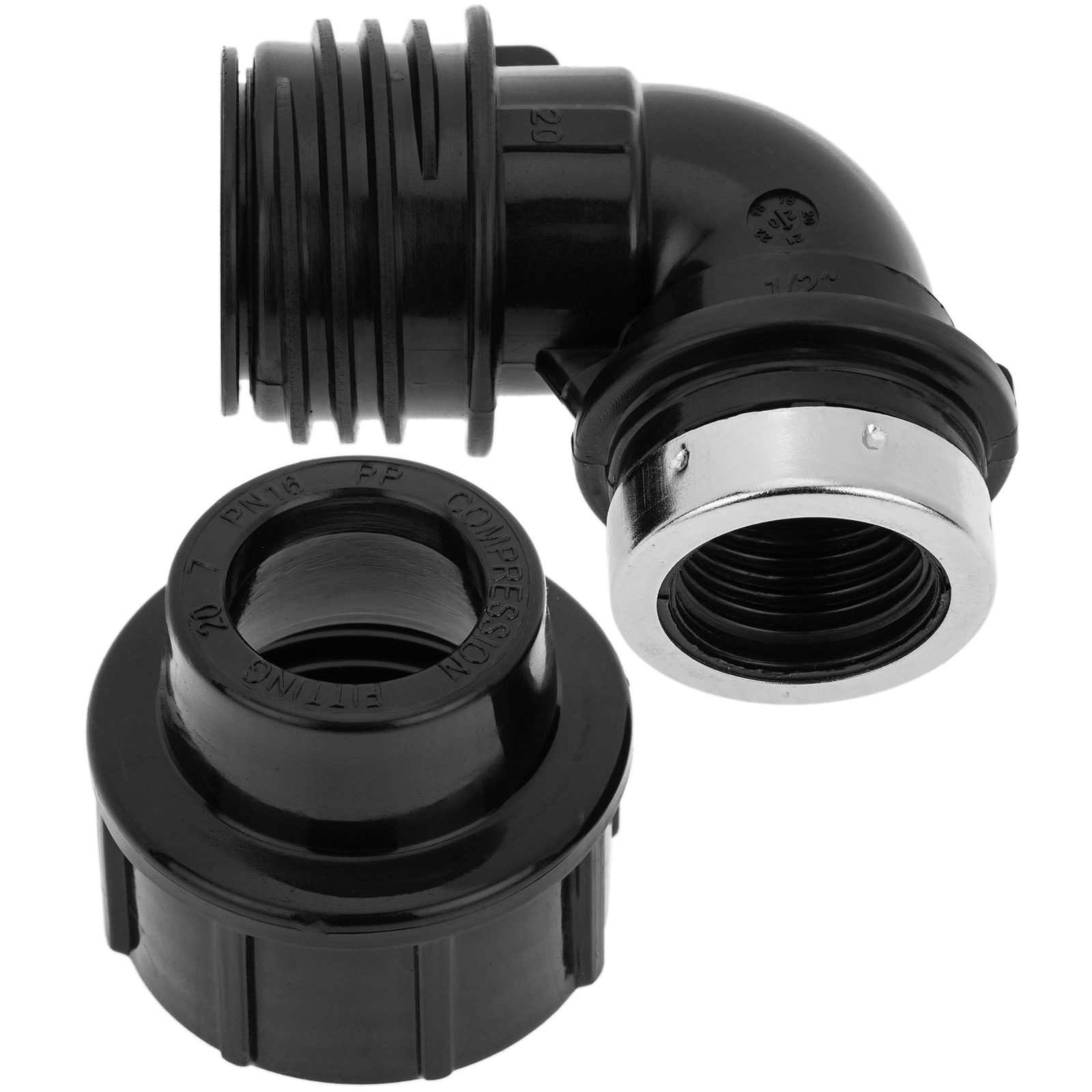 Pack De 5 Unidades Terminal De Rosca Hembra Acodada De Polietileno 20 Mm X 1/2“ Para Sistema De Riego_2