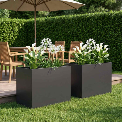 Macetero De Jardín 2 Uds. Negro 50 X 40 X 50 Cm_1