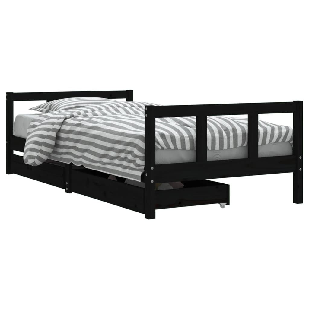 Vidaxl Estructura De Cama Infantil Con Cajones Madera Negro 90x190 Cm_0