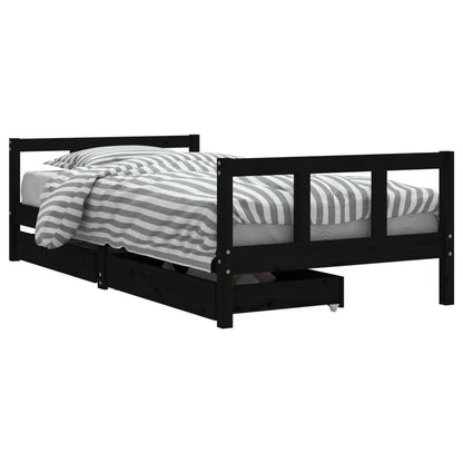 Vidaxl Estructura De Cama Infantil Con Cajones Madera Negro 90x190 Cm_0