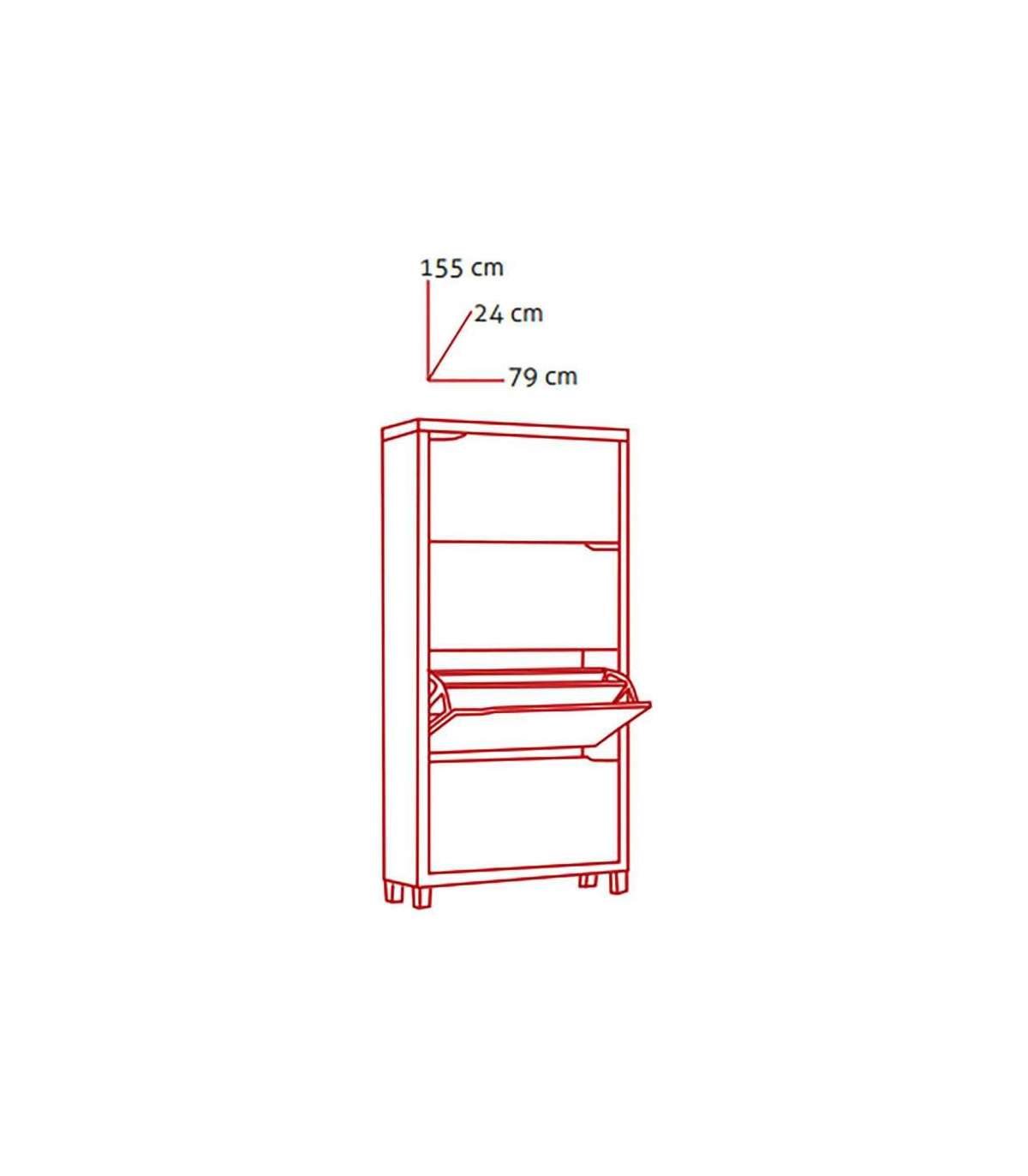Zapatero 4 Puertas Kubox Acabado Teka, 79 Cm(ancho) 155 Cm(altura) 24 Cm(fondo)_4
