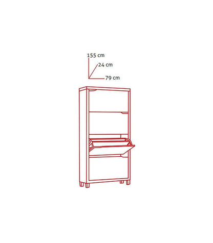 Zapatero 4 Puertas Kubox Acabado Teka, 79 Cm(ancho) 155 Cm(altura) 24 Cm(fondo)_2