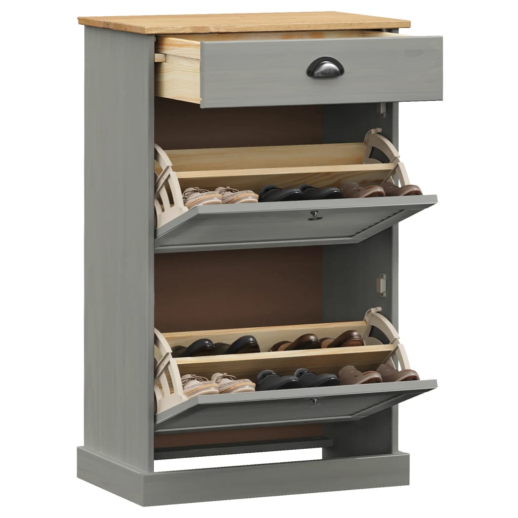 Zapatero Vigo Madera Maciza De Pino Gris 60x35x96 Cm / Vetonek_3