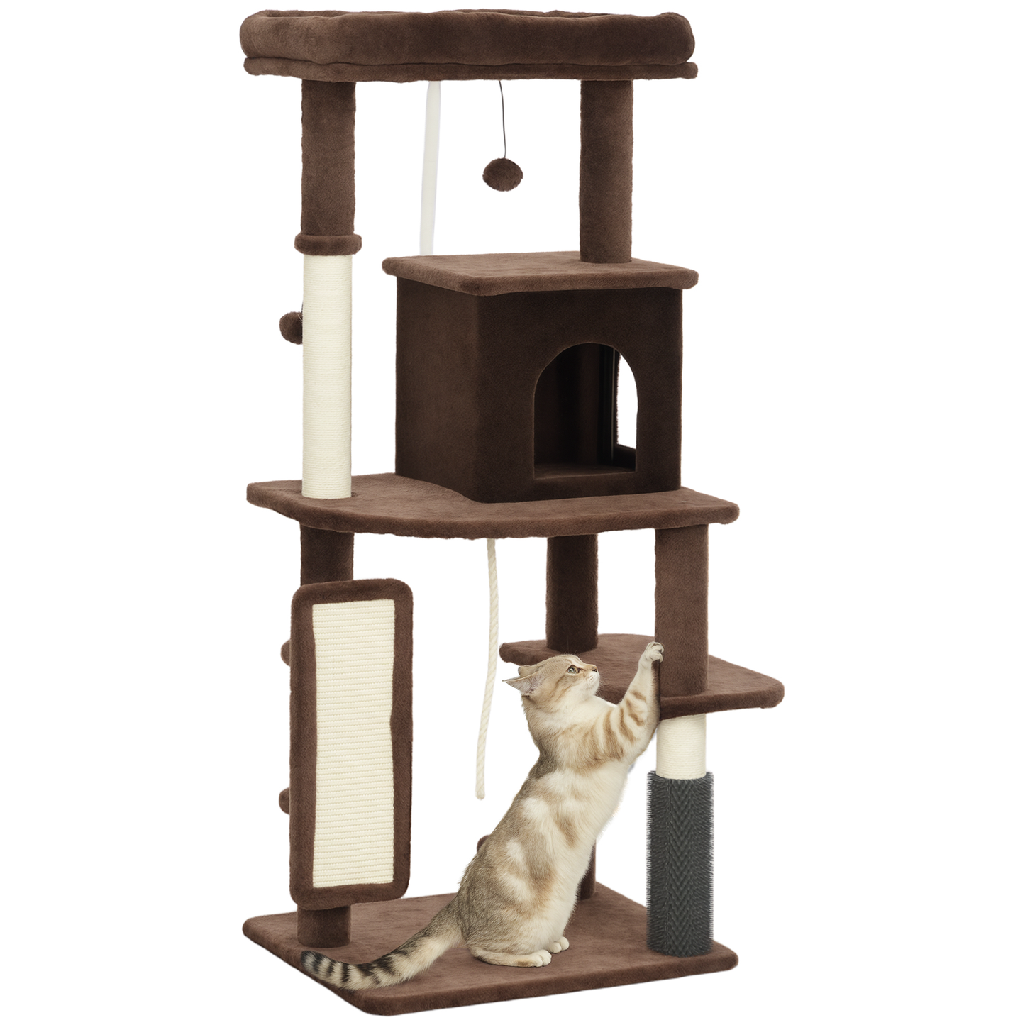 Pawhut Árbol Rascador Para Gatos Grande Altura 132 Cm Marrón_0