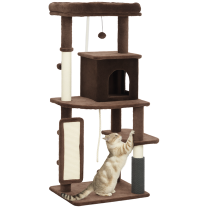 Pawhut Árbol Rascador Para Gatos Grande Altura 132 Cm Marrón_0