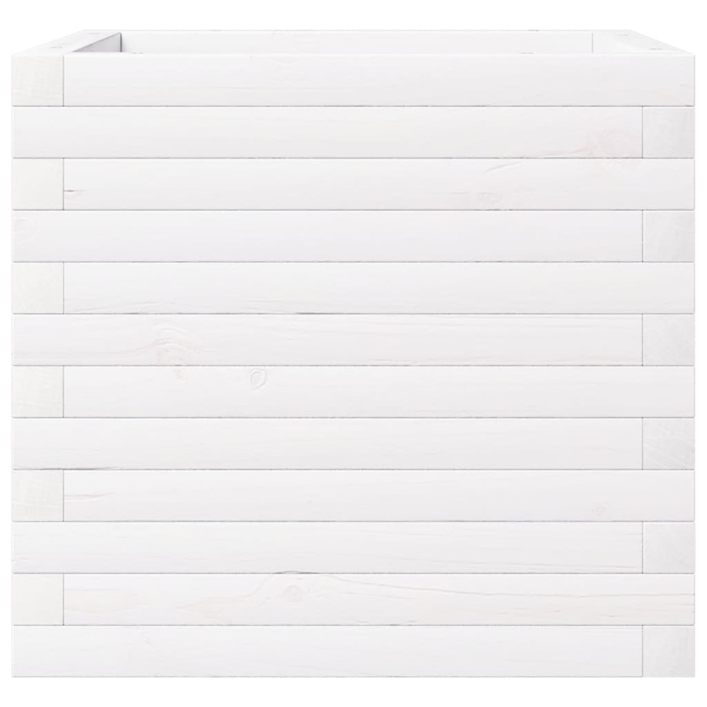 Jardinera De Madera Maciza De Pino Blanca 50x50x46 Cm_4