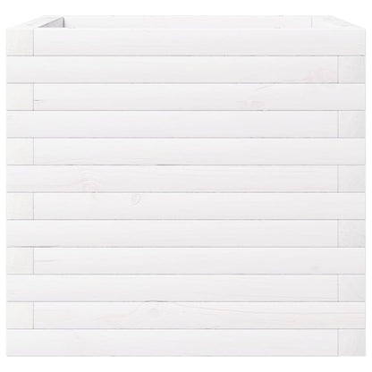 Jardinera De Madera Maciza De Pino Blanca 50x50x46 Cm_4