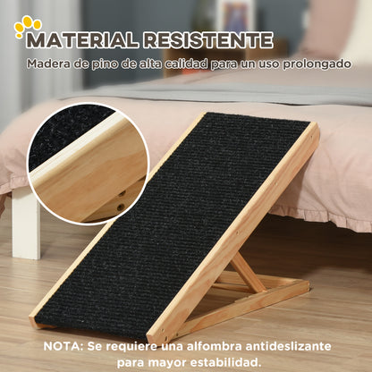 Pawhut Rampa Plegable Perros Madera Antideslizante Altura Ajustable 90x40x61 Cm_3