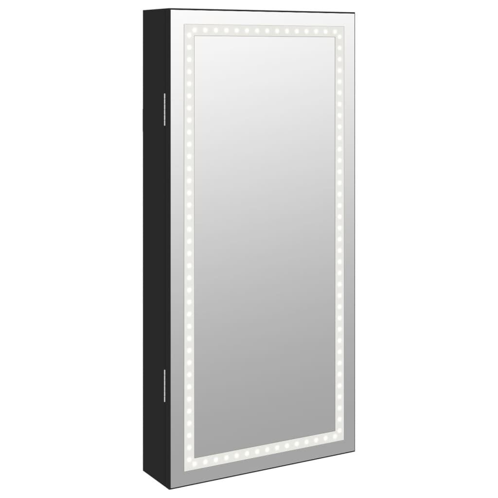 Vidaxl Espejo Con Joyero Y Luces Led Para Pared Negro_0