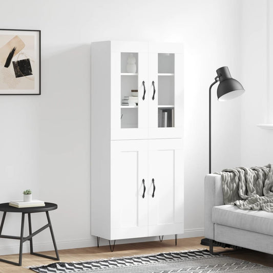 Aparador Alto Madera Contrachapada Blanco 69,5x34x180 Cm_0