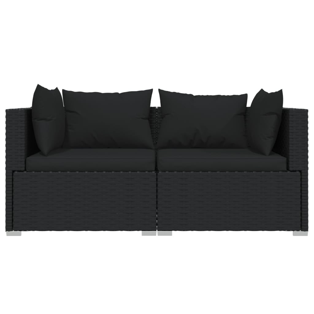 Vidaxl Set De Muebles De Jardín 3 Pzas Y Cojines Ratán Sintético Negro_3