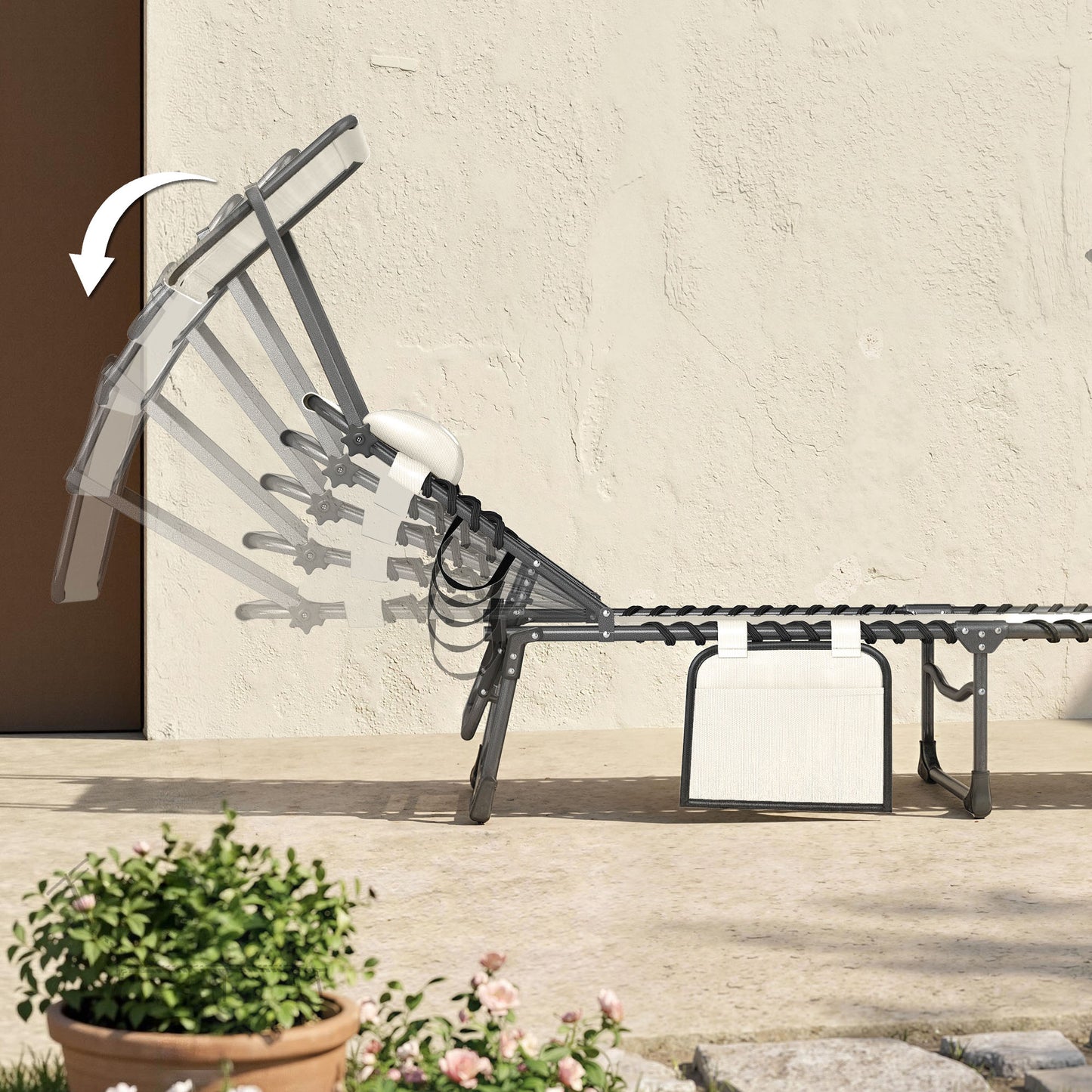 Outsunny Set De 2 Tumbonas Plegables Reclinables Con Parasol Y Bolsillo Lateral_3