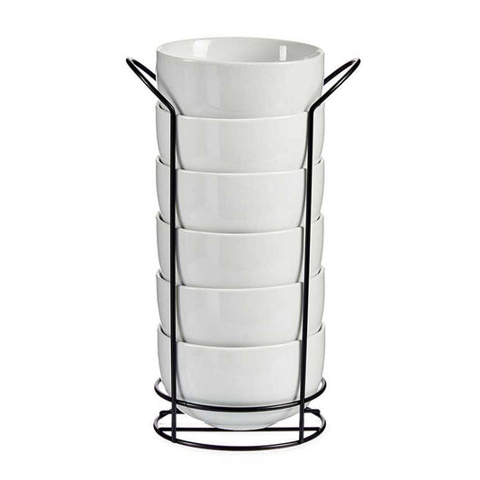 Bol Redondo Blanco Con Estante Negro 800 Colección Vessia_0