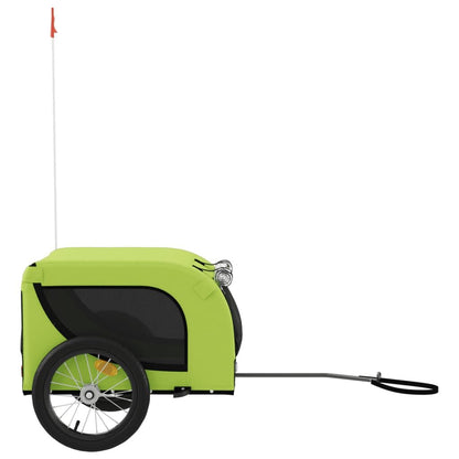 Vidaxl Remolque De Bicicleta Mascotas Hierro Tela Oxford Verde Negro_4