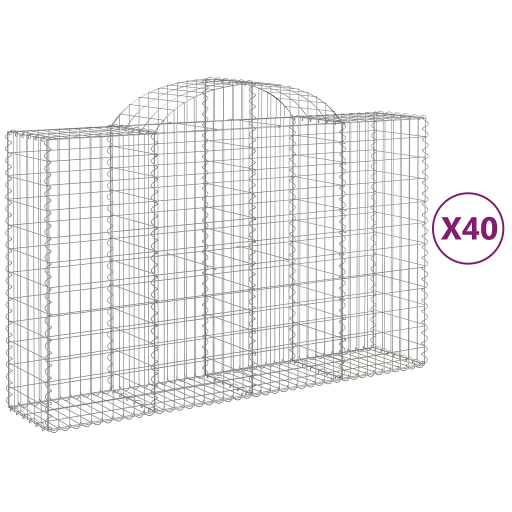 Cestas Gaviones 40 Uds Forma De Arco Hierro 200x50x120/140 Cm_0