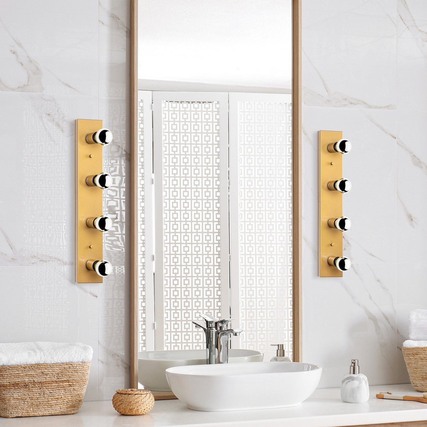 Aplique De Pared, Metal , Oro, 10x10x60, Casquillo 4 X E27 Max 40 W_4