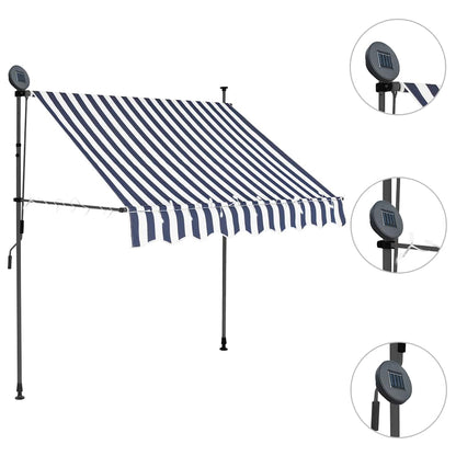 Toldo Manual Retráctil Con Led Azul Y Blanco 150 Cm_2