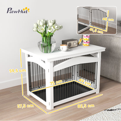 Pawhut Jaula Para Perros Medianos 3 En 1 Con Tapa Superior Desmontable Blanco_2