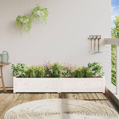 Jardinera De Madera Maciza De Pino Blanca 180x31x31 Cm_2