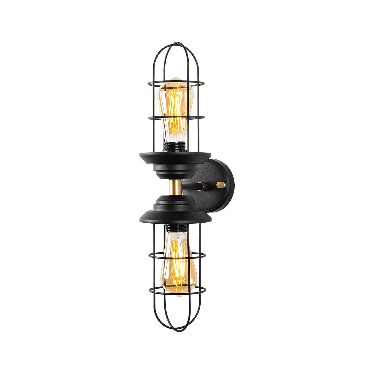 Aplique De Pared, Metal , Negro, 12x20x51, Casquillo 2 X E27 Max 40 W_0