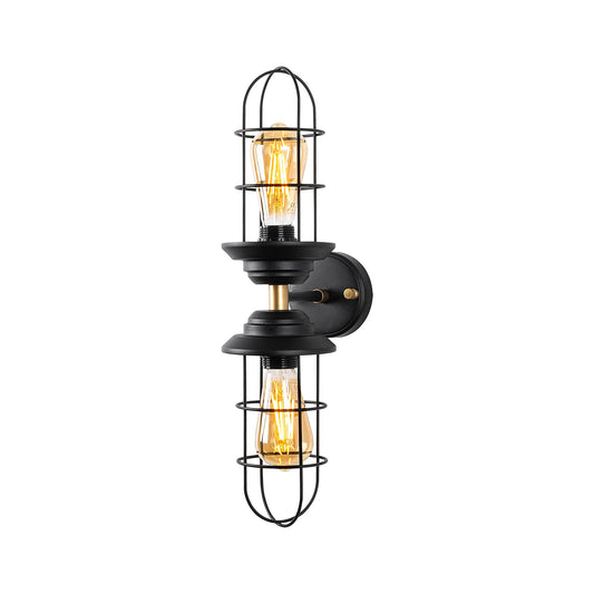 Aplique De Pared, Metal , Negro, 12x20x51, Casquillo 2 X E27 Max 40 W_0